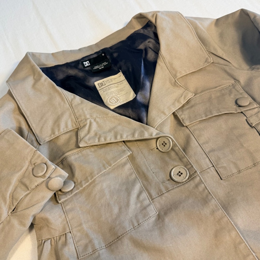 DC Shoes M Utility Luxe Safari Jacket Y2K Military Cargo Cropped Khaki Read Des. - Picture 2 of 16